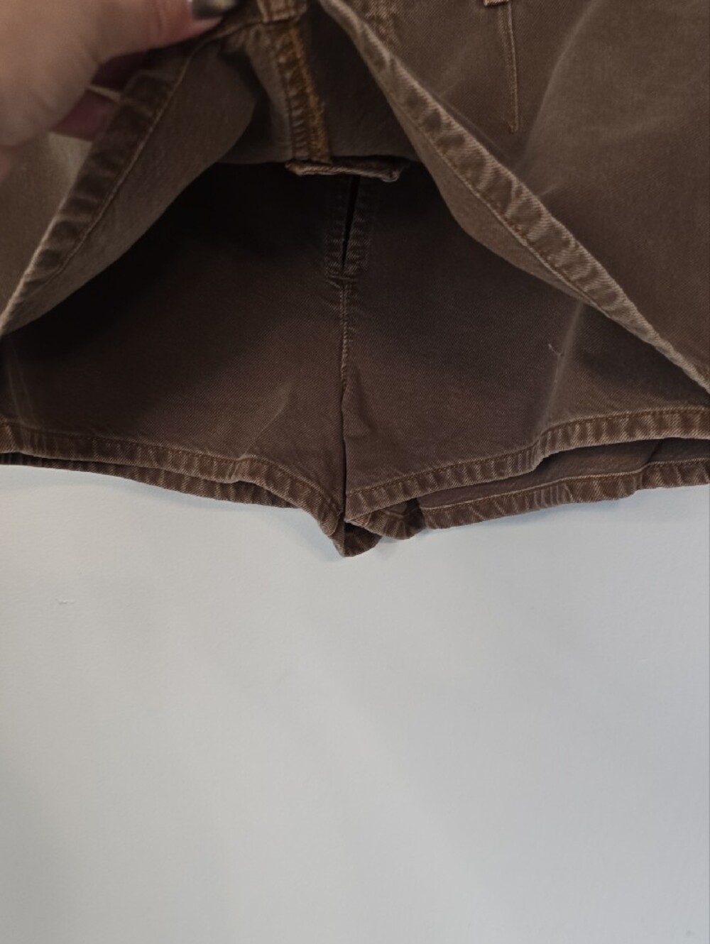 Free People Chestnut Brown Denim Mini Skort - Picture 5 of 8